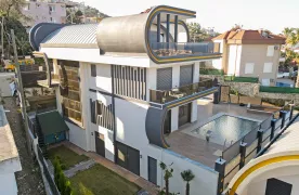 Luxe 5+1 villa te koop in Alanya Kargicak met Zee uitzichten