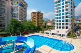 Gemeubileerd 1+1 Appartement te koop 600 m² van het Strand Alanya