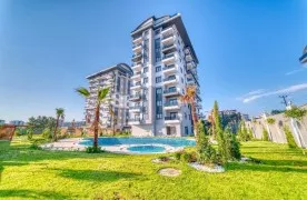 te koop Gemeubileerd 1+1 Appartement met Zwembad in Avsallar Alanya