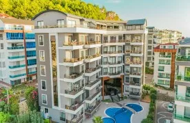 Gemeubileerd 2+1 Appartement met zeezicht in Kargicak, Alanya