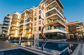 Beachfront Gemeubileerd 1+1 Appartement te koop in Alanya Kestel